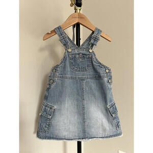 Vintage Old Navy 2003 Denim Cargo Pocket Girls Jumper Dress, 100% Cotton